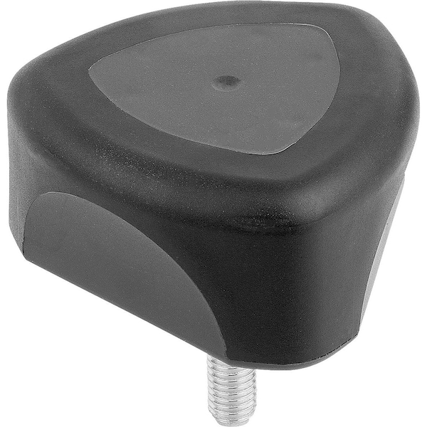 Triangular Grip Ergonomic D=M10X25 D1=67, 7 H=36, Form:L Plastic, Black, Dual Component, Comp:Steel